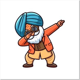 A punjabi old man dabbing - cheerful life Posters and Art